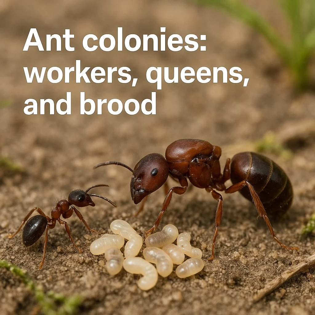 Ant colonies: workers, queens, and brood