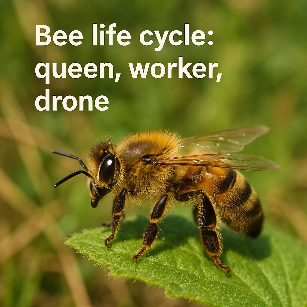 Bee life cycle: queen, worker, drone